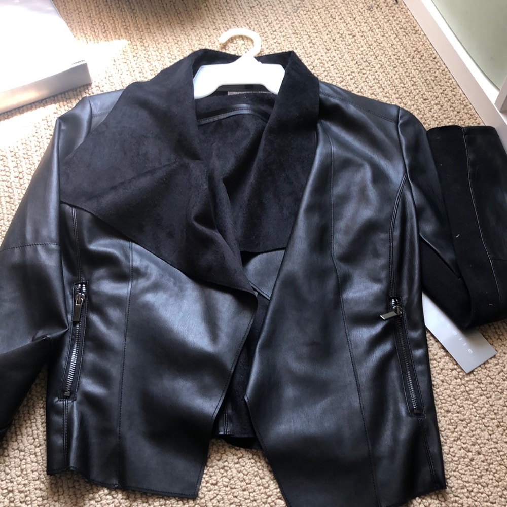 black leather jacket